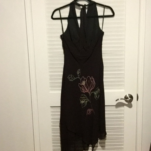 BCBG MaxAzria chocolate brown silk halter dress - Picture 3 of 7